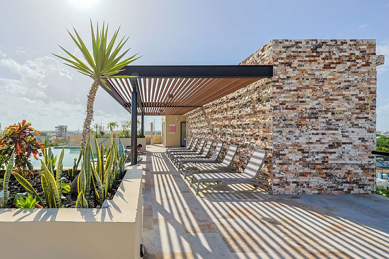 Estudio Acogedor | Balcón |Alberca en Rooftop