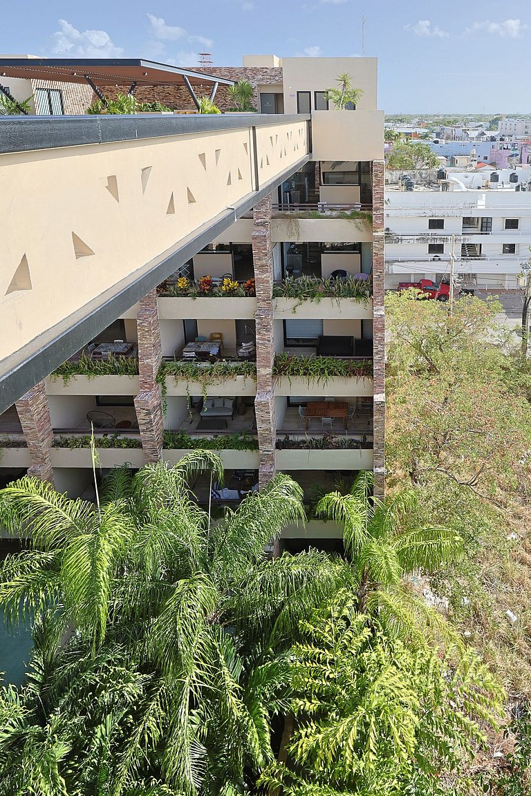 Estudio Acogedor | Balcón |Alberca en Rooftop